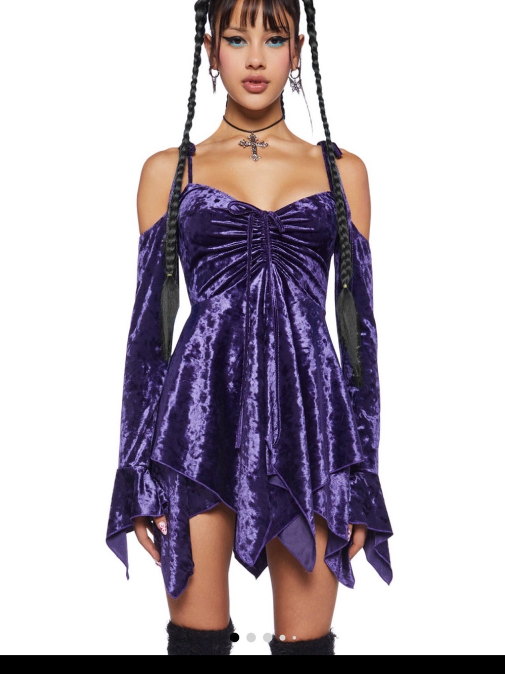 Current Mood Purple Velvet Fairy handkerchief dress from Dolls Kill